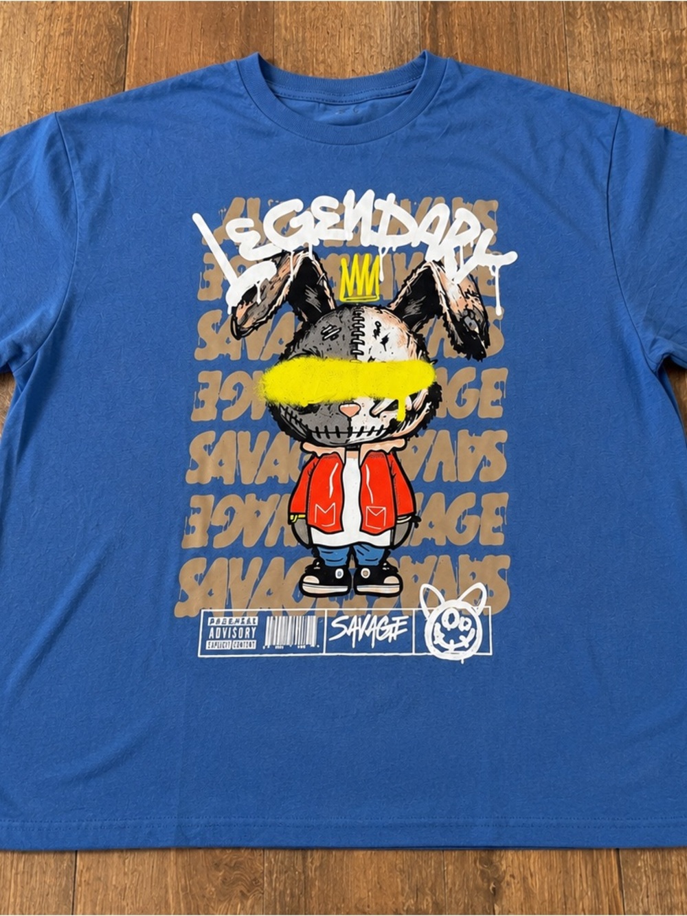 Legendary Bunny Graphic Tee - Royal Blue with Multicolor Art